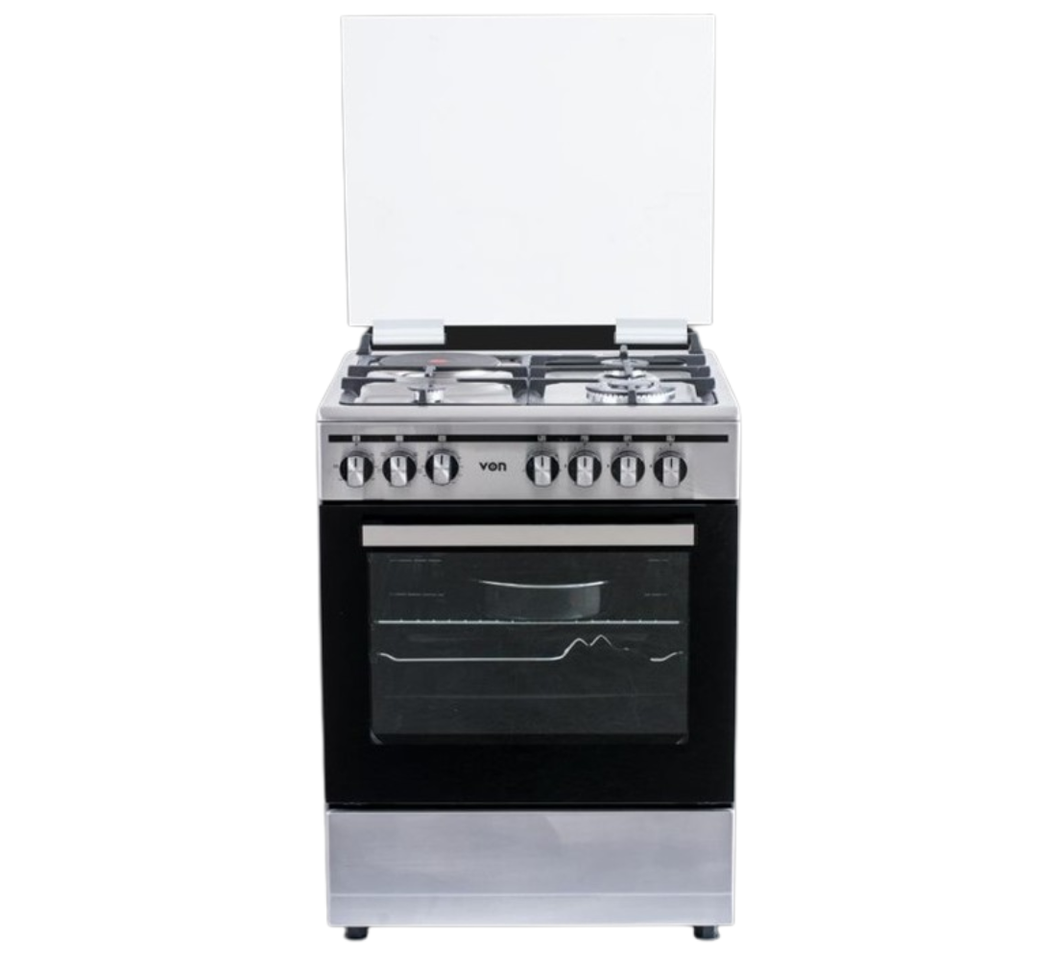 VON 60x60 VCF663151FSY Freestanding Cooker – 3 Gas + 1 Electric Burners